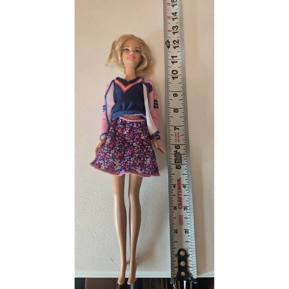 Mattel Barbie Doll Blonde Hair Floral Skirt Pink Jacket Fashion Doll 11.5"